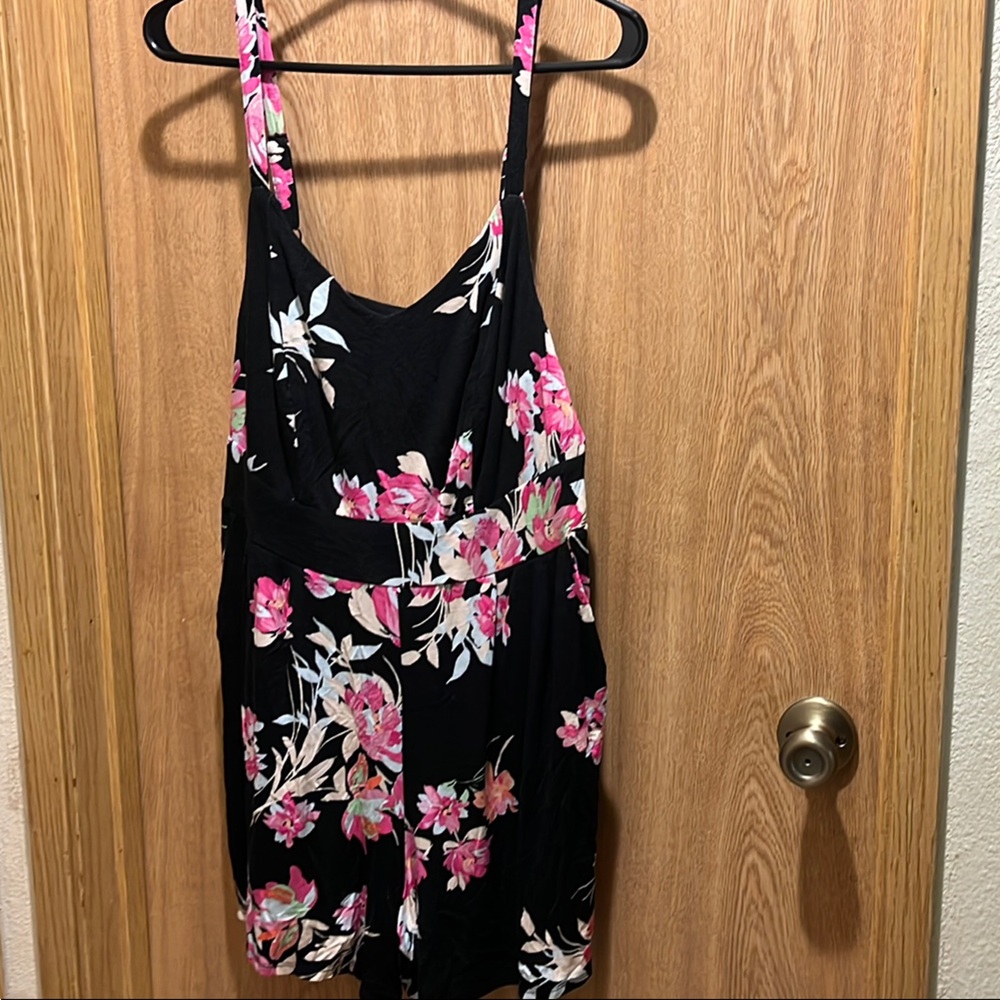 Floral Black and Pink Romper